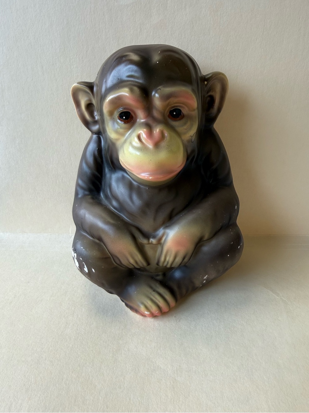 Vintage Ceramic Monkey Baby Chimpanzee Coin Bank Japan.